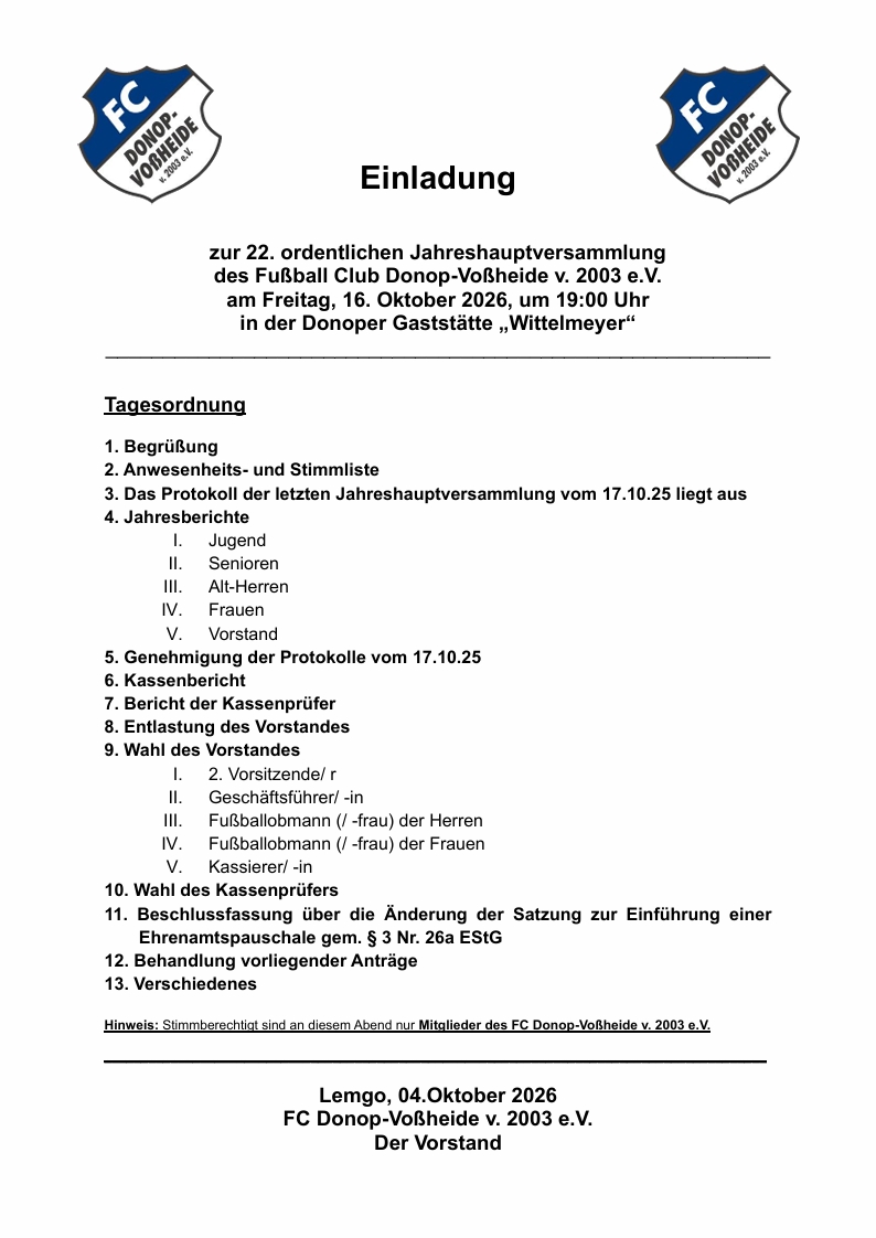 Einladung JHV26